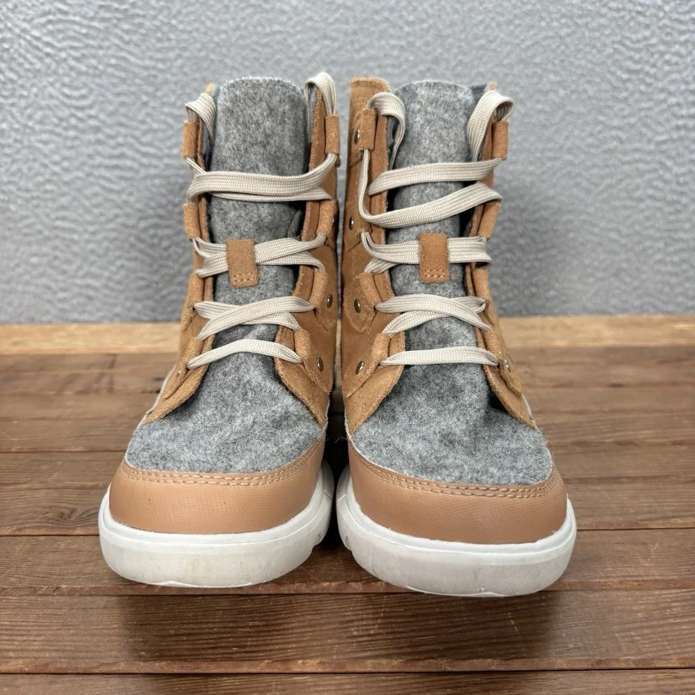 Sorel Boots Womens 7.5 Brown Gray Explorer II‎ Joan Waterproof Boot Outdoors